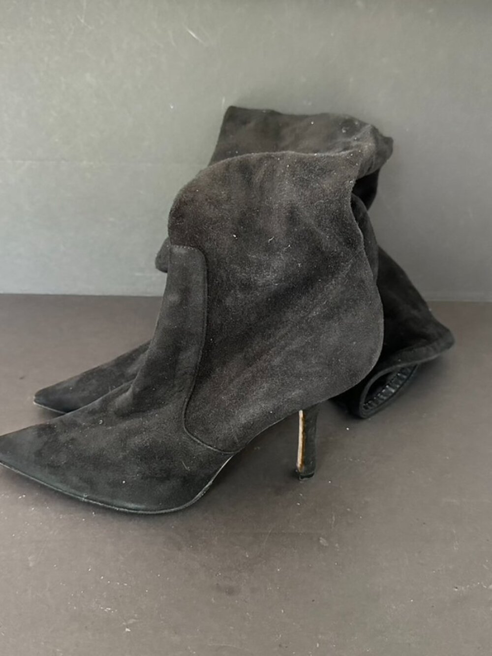 Dior Black Suede Knee High Stiletto Heel Boots Size 42 - Picture 6 of 12